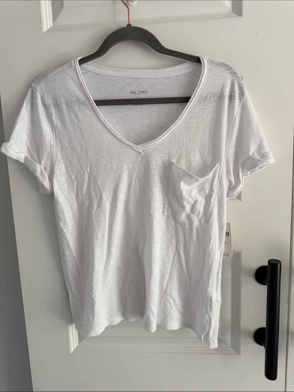 Pilcro White V-Neck Pocket Tee - Classic Short Sleeve